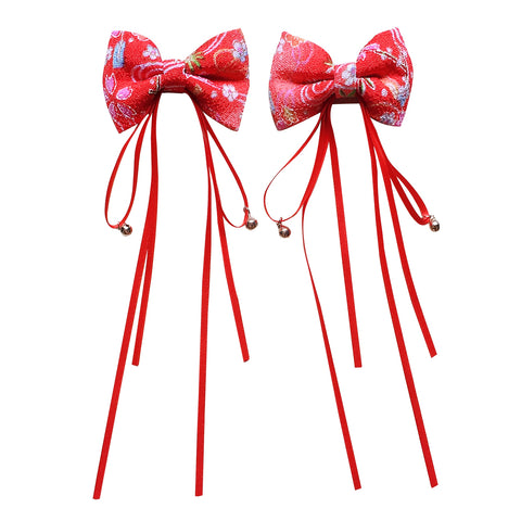 Okiddo Japanese Accessory Hair Clip - Bow with bells (Red)