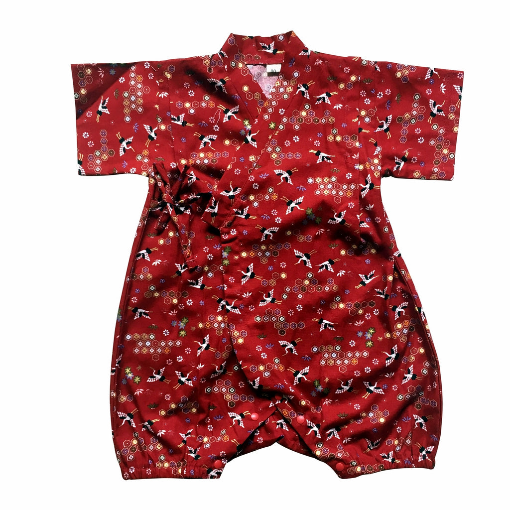 Okiddo Bronzing Crane Baby Romper (Red)